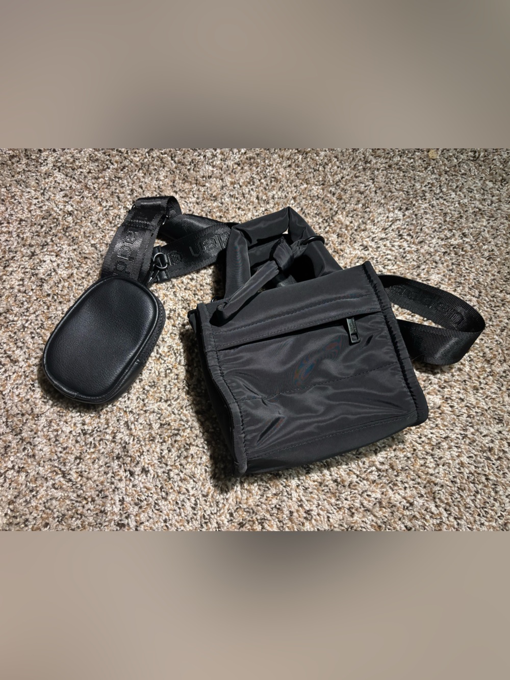 Madden Girl Black Belt Bag with Padded Strap